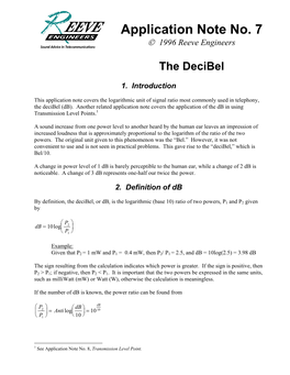 The Decibel, Application Note No. 7