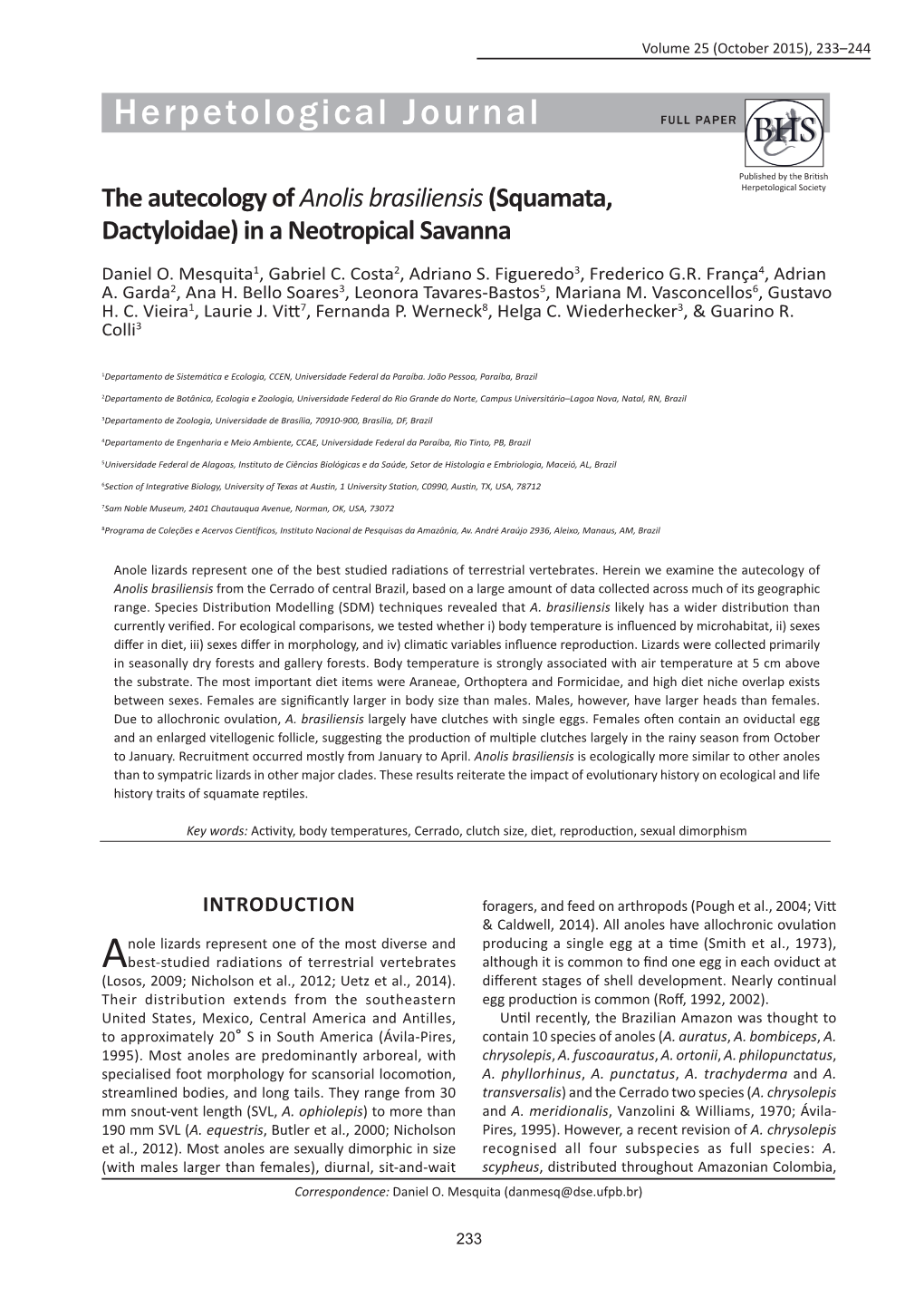 Herpetological Journal FULL PAPER