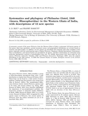 Systematics and Phylogeny of Philautus Gistel, 1848 (Anura, Rhacophoridae) in the Western Ghats of India, with Descriptions of 12 New Species
