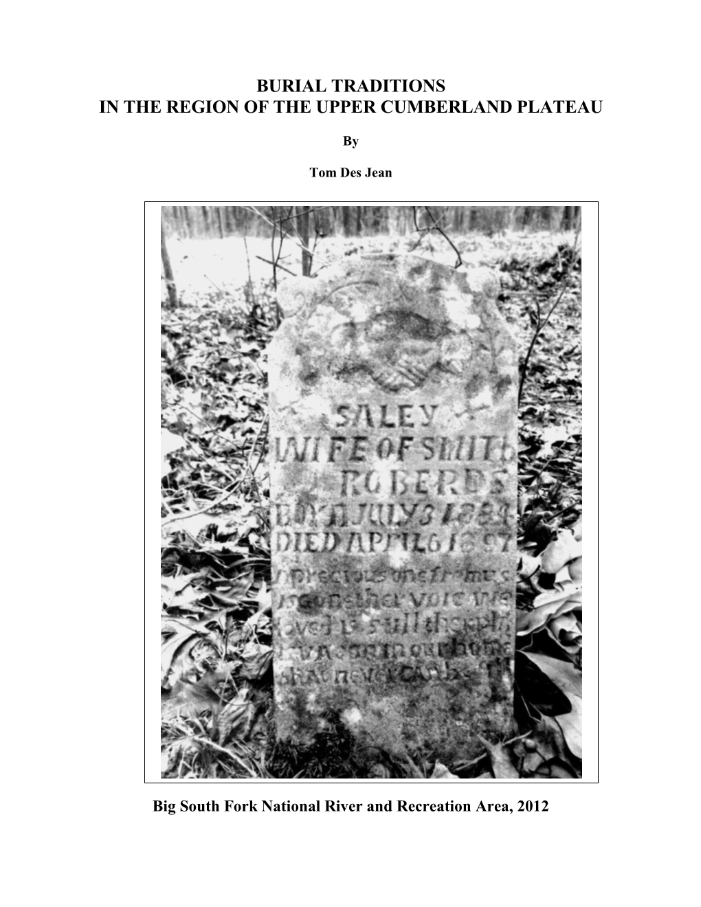 Burial Traditions in the Region of the Upper Cumberland Plateau