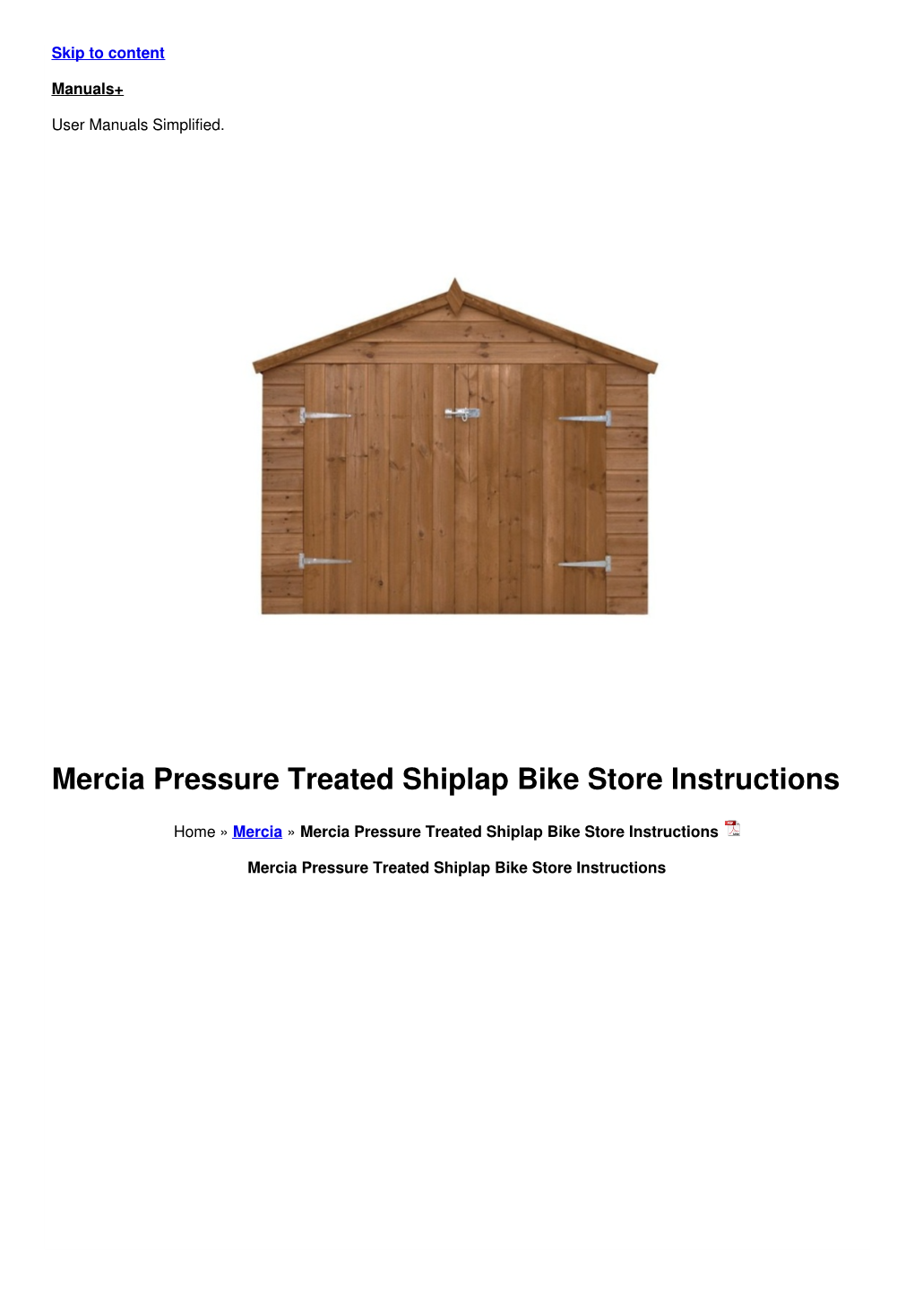Mercia Pressure Treated Shiplap Bike Store Instructions