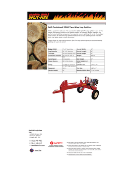 Self Contained 2260 Two-Way Log Splitter