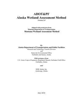 ADOT&PF Alaska Wetland Assessment Method