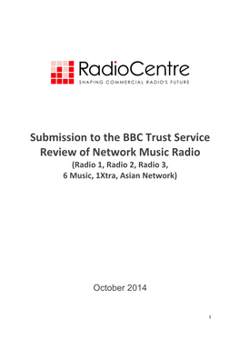Submission to the BBC Trust Service Review of Network Music Radio (Radio 1, Radio 2, Radio 3, 6 Music, 1Xtra, Asian Network)