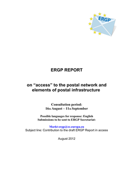 ERGP REPORT on “Access” to the Postal Network and Elements Of