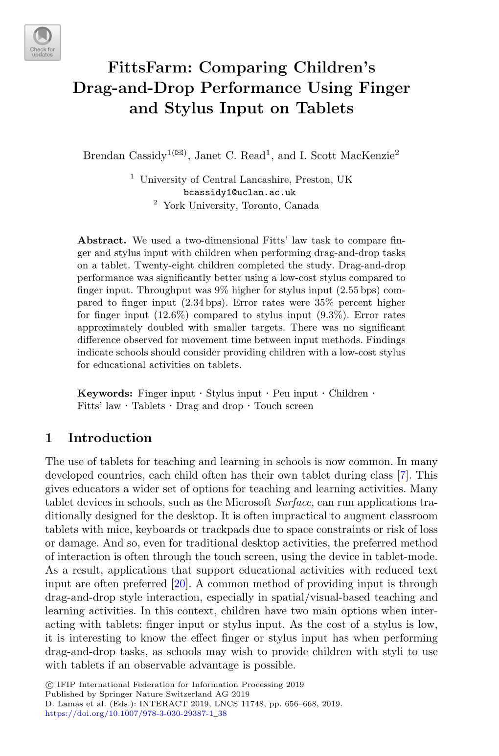 Fittsfarm: Comparing Children's Drag-And-Drop Performance Using