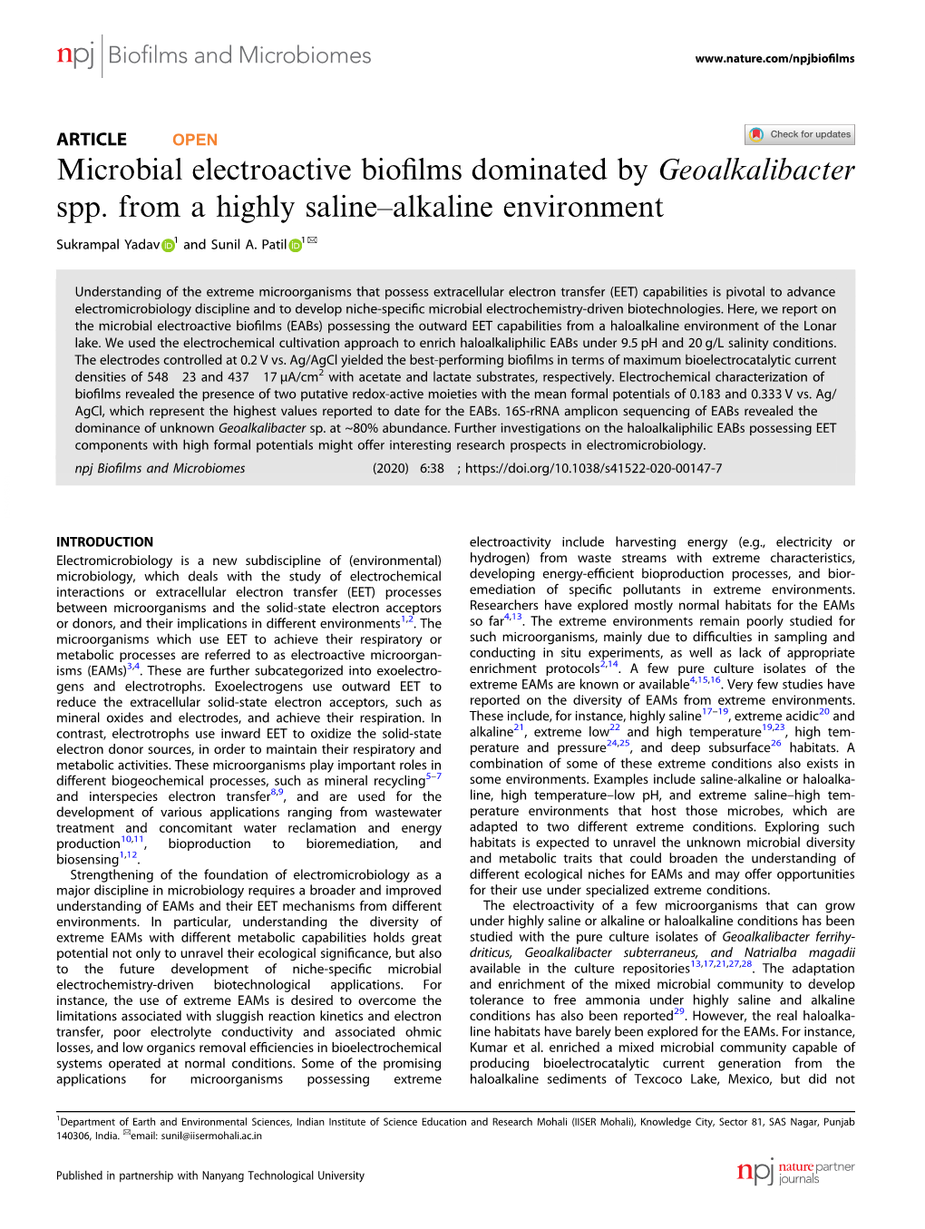 Microbial Electroactive Biofilms Dominated by Geoalkalibacter Spp