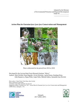 Action Plan for Eurasian Lynx Lynx Lynx Conservation and Management