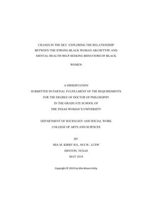 Exploring the Relationship Between the Strong Black Woman Archetype and Mental Health Help-Seeking Behaviors of Black