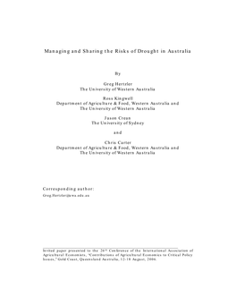 Managing and Sharing the Risks of Drought in Australia