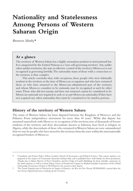 Nationality and Statelessness Among Persons of Western Saharan Origin
