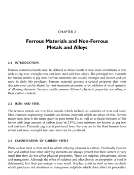 Ferrous Materials and Non-Ferrous Metals and Alloys