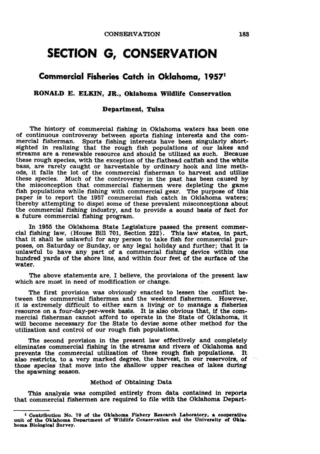 Commercial Fisheries Catch in Oklahoma, 19571
