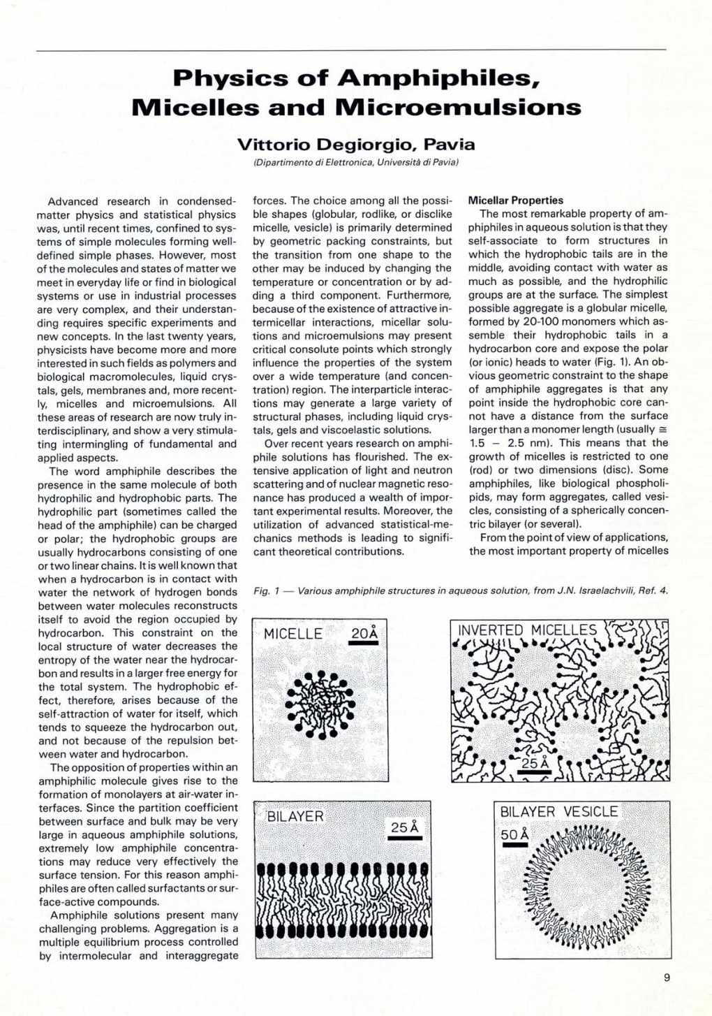 Physics of Amphiphiles, Micelles and Microemulsions