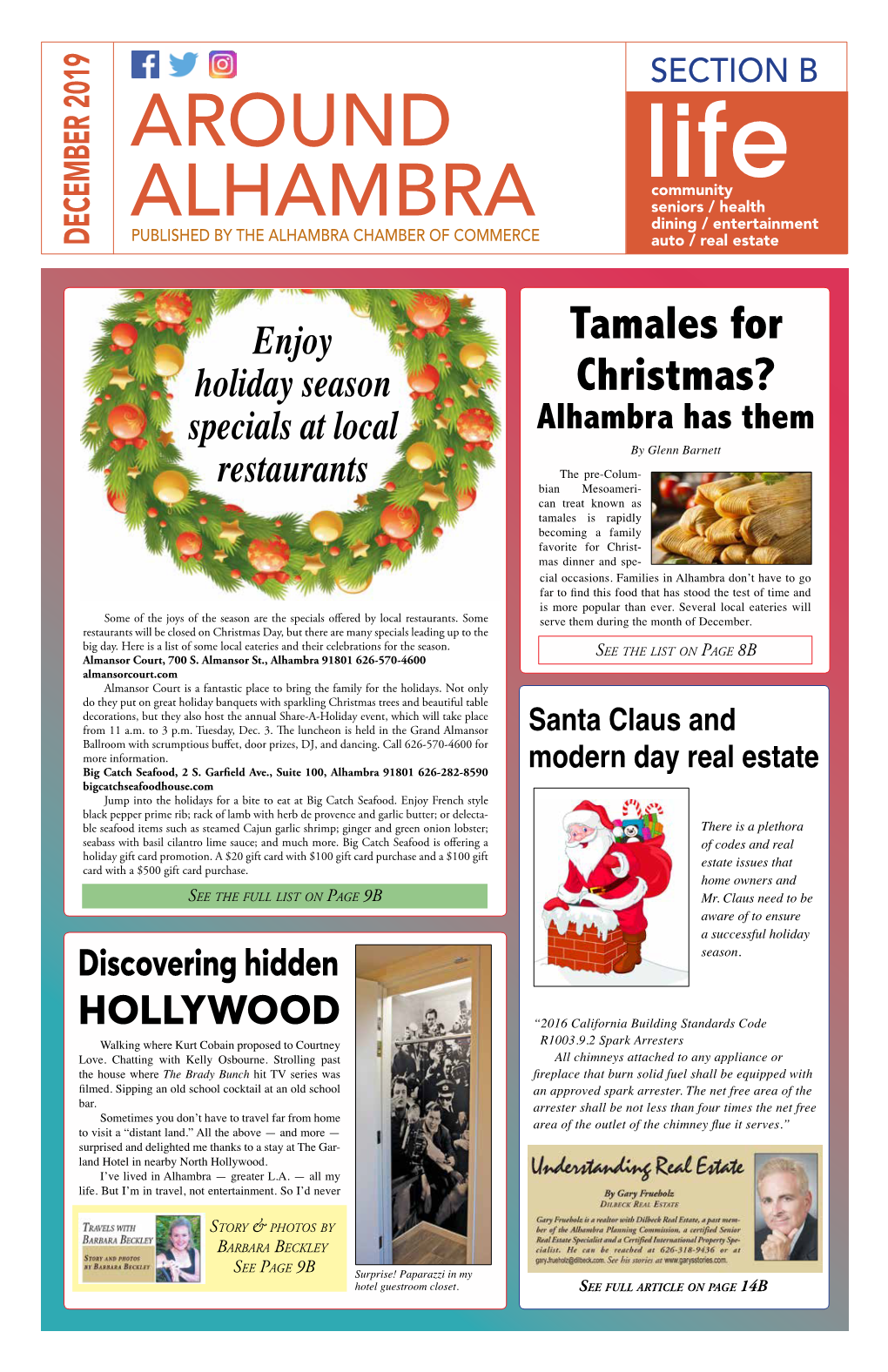 Tamales for Christmas? Alhambra Has Them All Continued from Page 1B