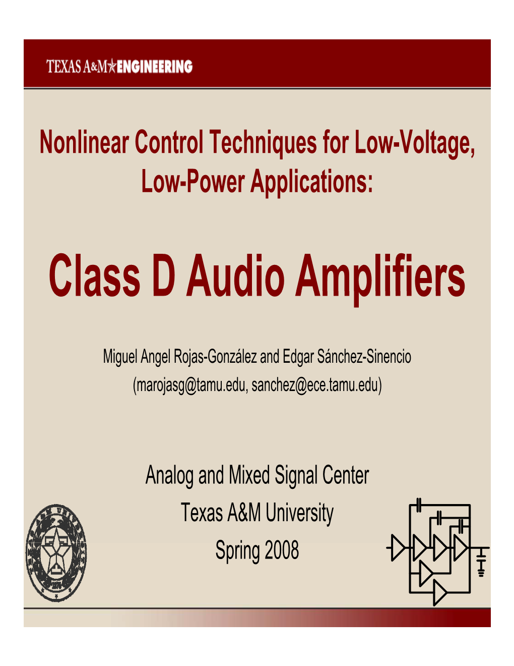Class D Audio Amplifiers