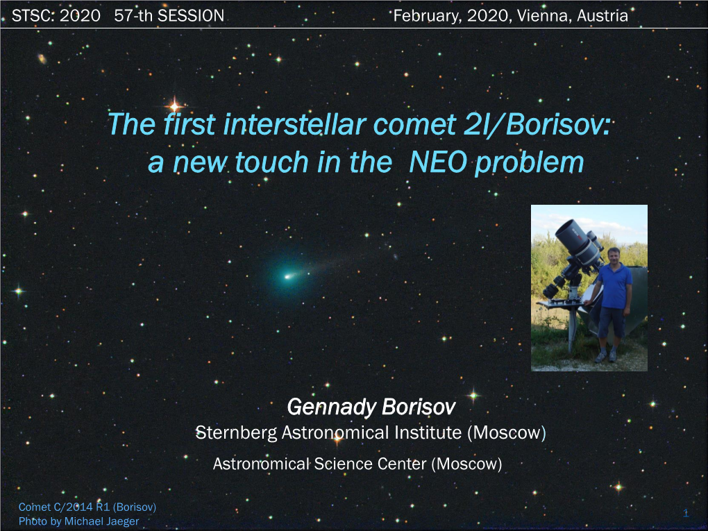 The First Interstellar Comet 2I/Borisov: a New Touch in the NEO Problem