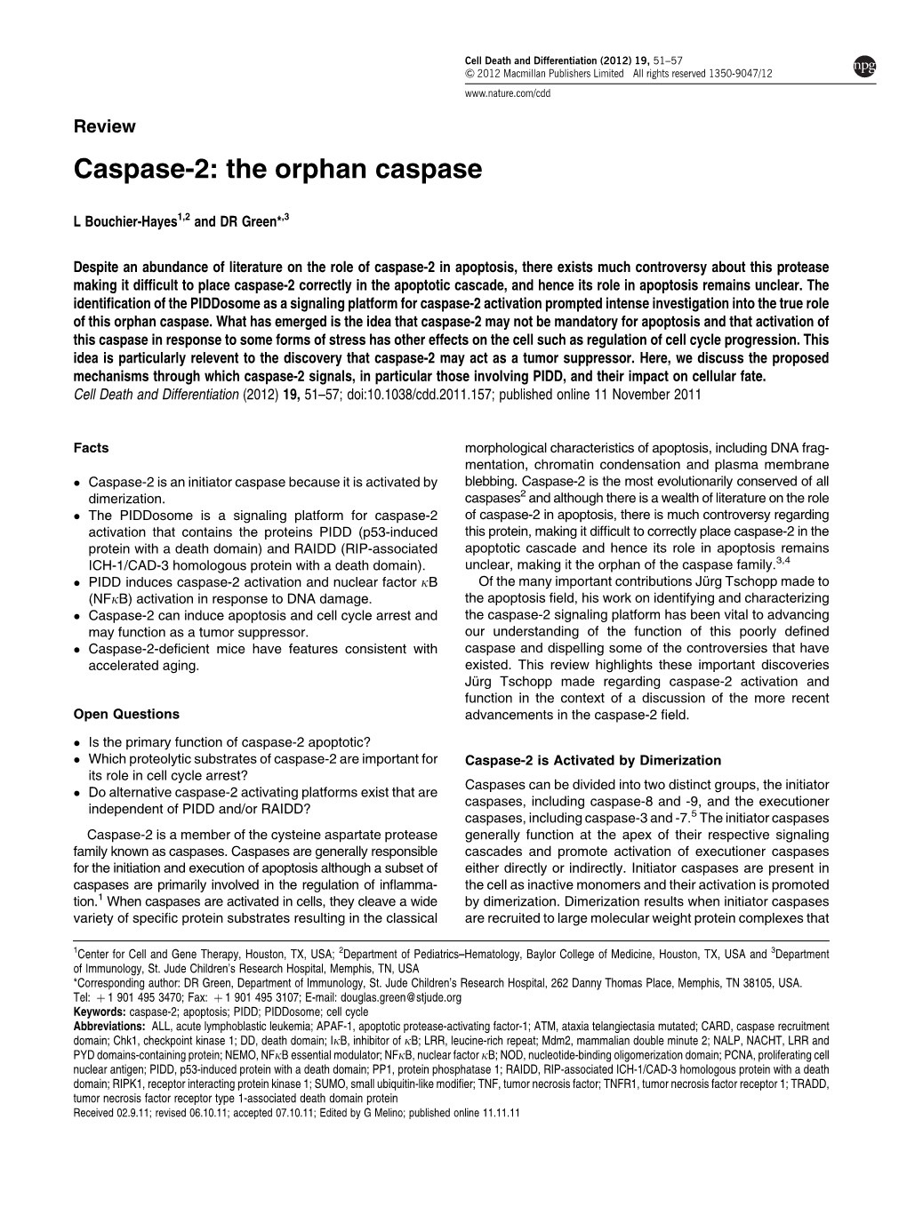 Caspase-2: the Orphan Caspase