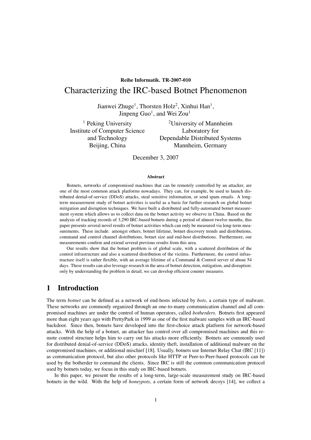 Characterizing the IRC-Based Botnet Phenomenon