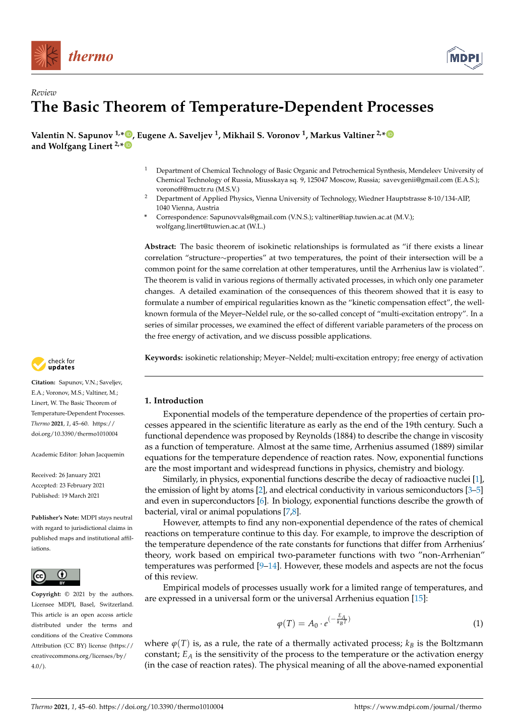 The Basic Theorem of Temperature-Dependent Processes