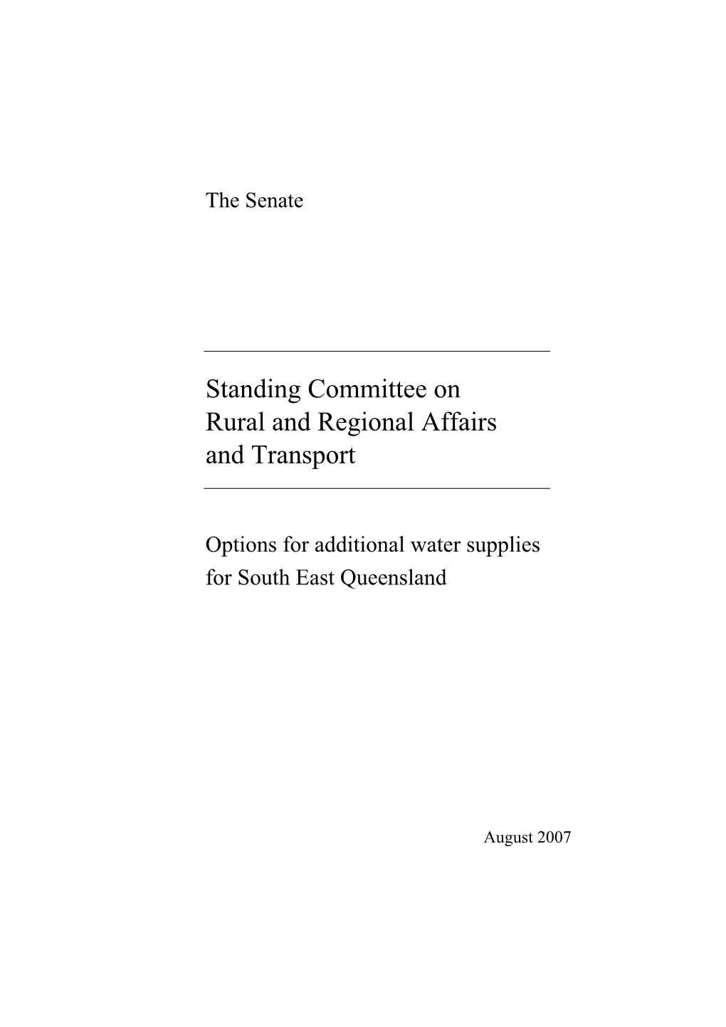 Standing Committee on Rural and Regional Affairs and Transport