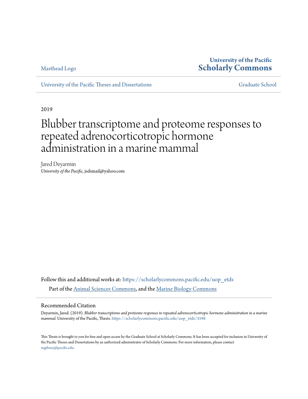 Blubber Transcriptome and Proteome Responses to Repeated Adrenocorticotropic Hormone Administration in a Marine Mammal