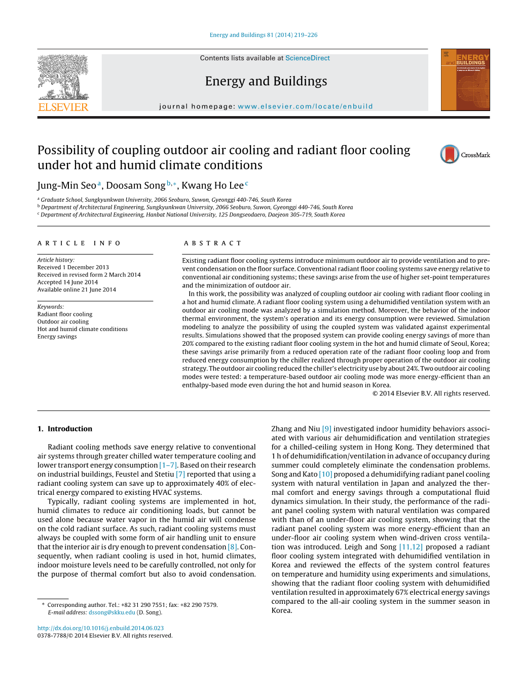 Possibility of Coupling Outdoor Air Cooling and Radiant Floor