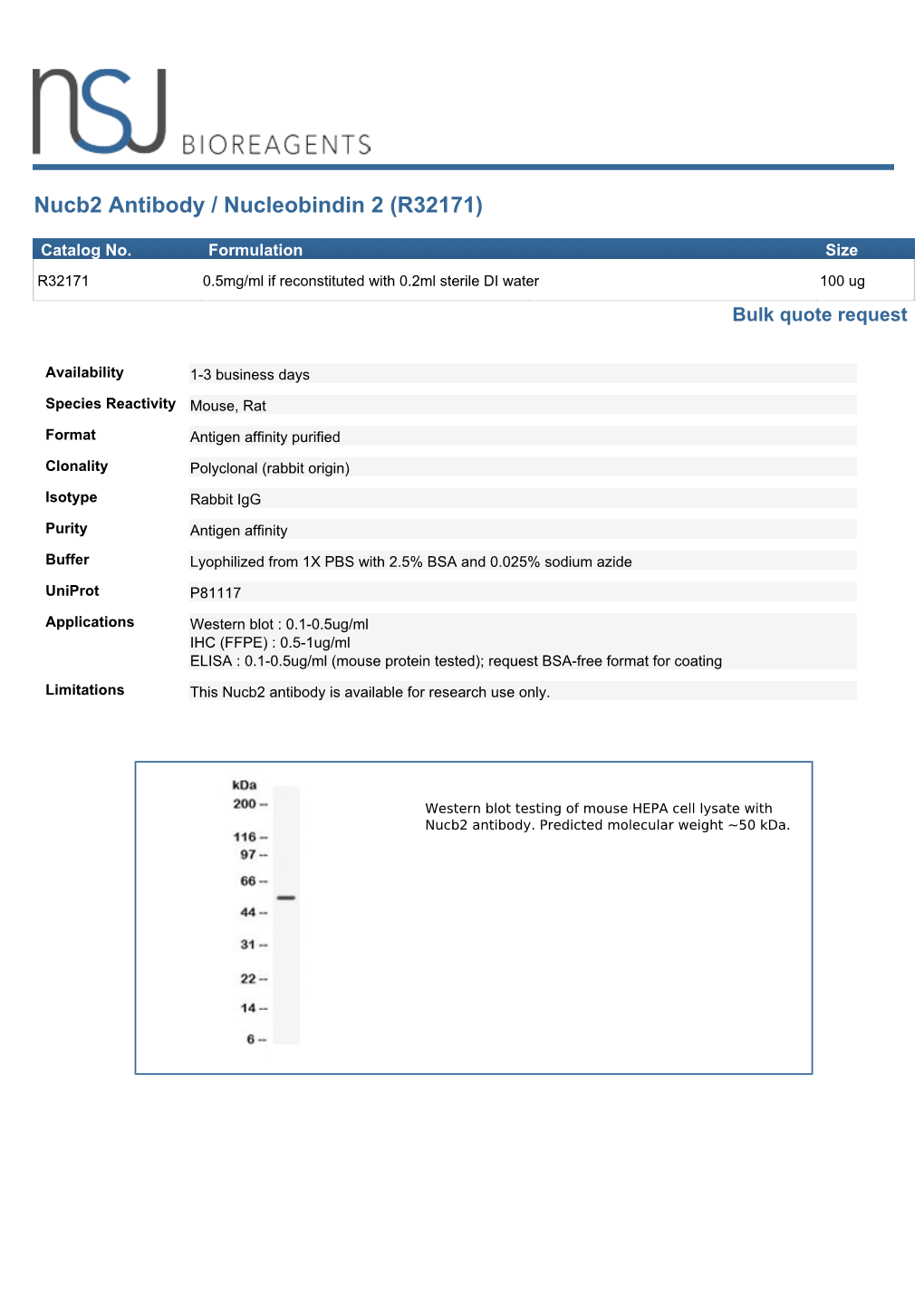 Nucb2 Antibody / Nucleobindin 2 (R32171)