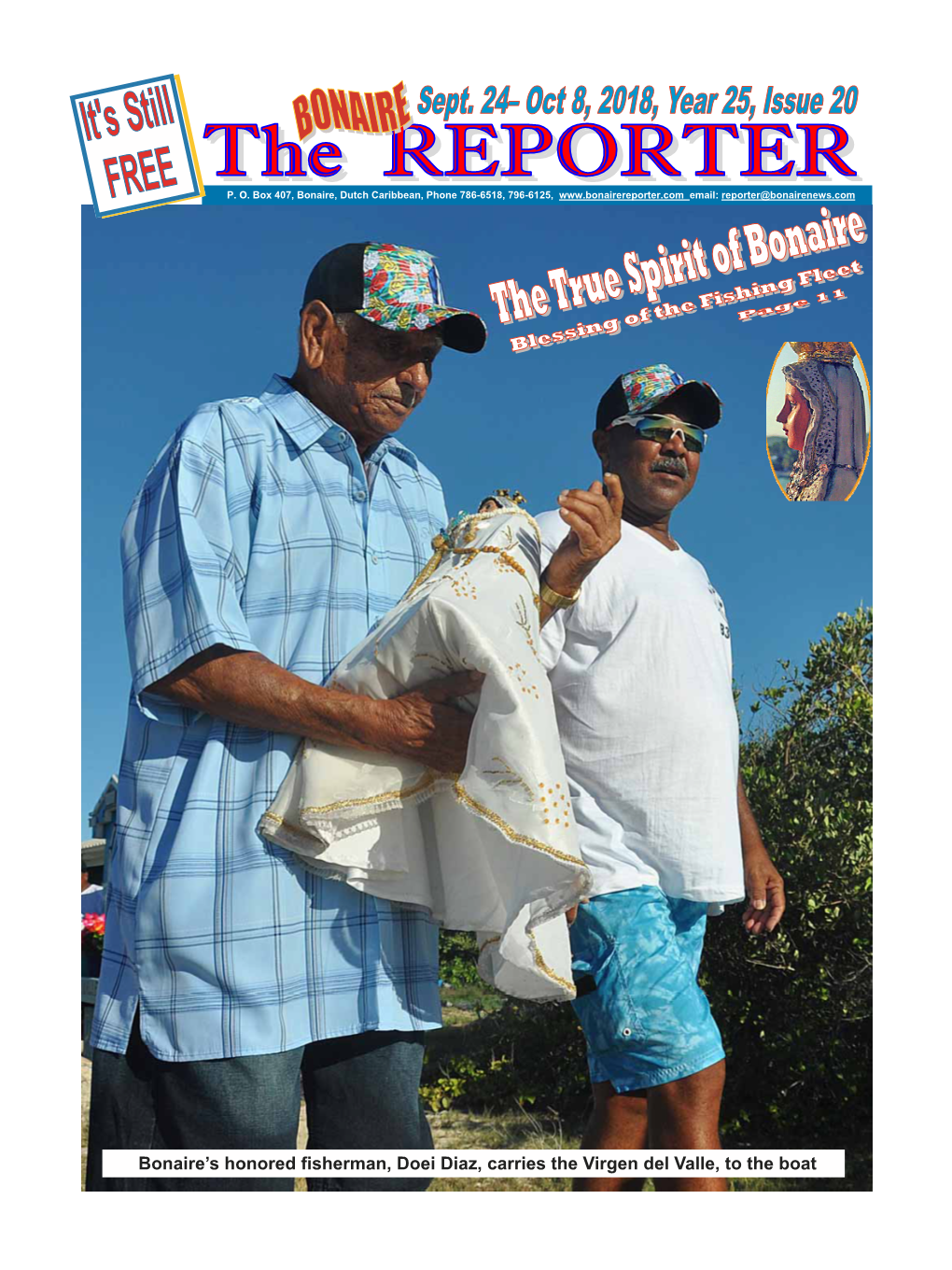 Bonaire's Honored Fisherman, Doei Diaz, Carries the Virgen Del Valle, To