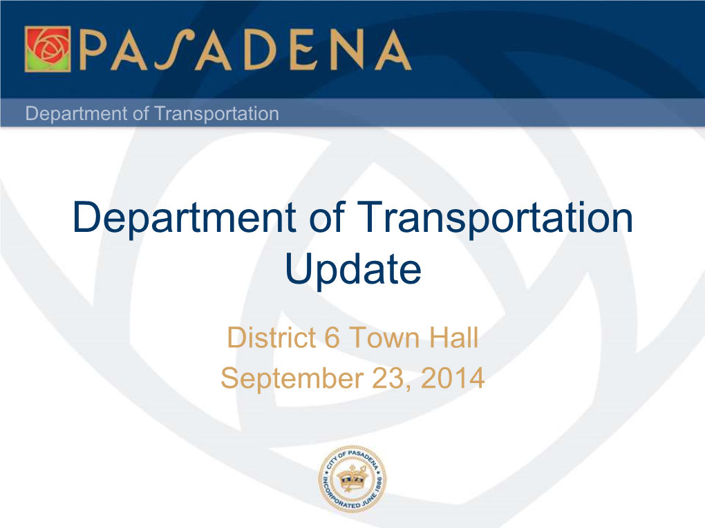 Department of Transportation Update 092314