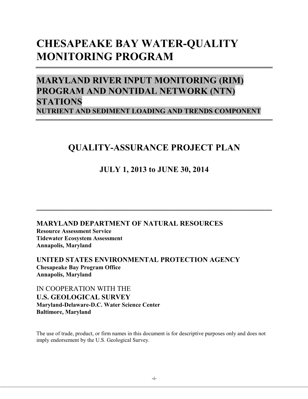 Chesapeake Bay Water-Quality Monitoring Program