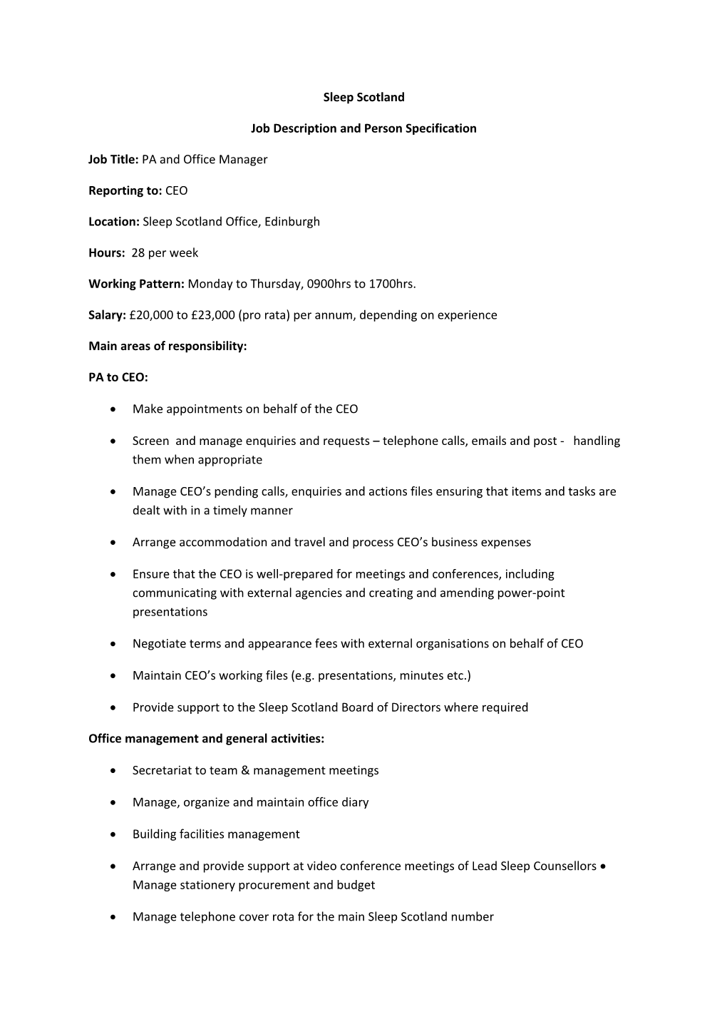 Job Description and Person Specification s9