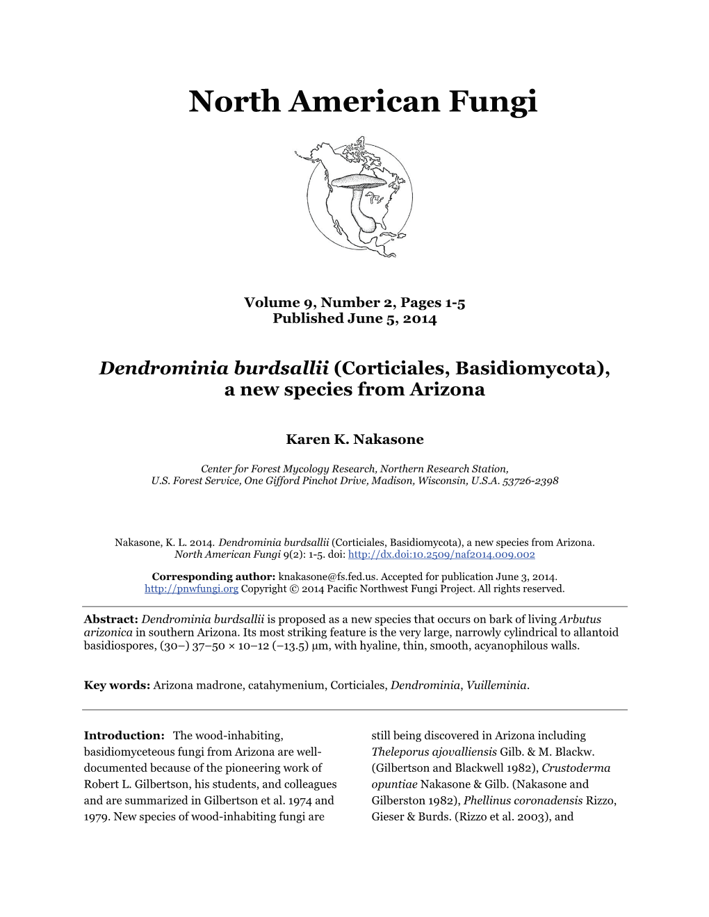 Dendrominia Burdsallii (Corticiales, Basidiomycota), a New Species from Arizona