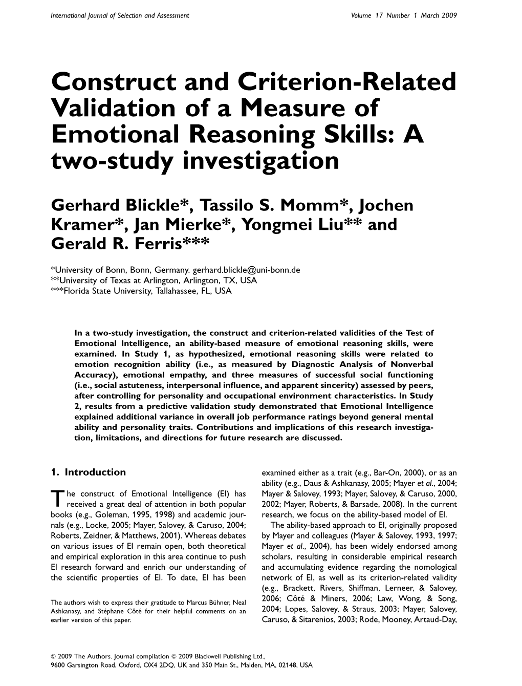 Construct and Criterion-Related Validation of a Measure of Emotional Reasoning Skills: a Two-Study Investigation