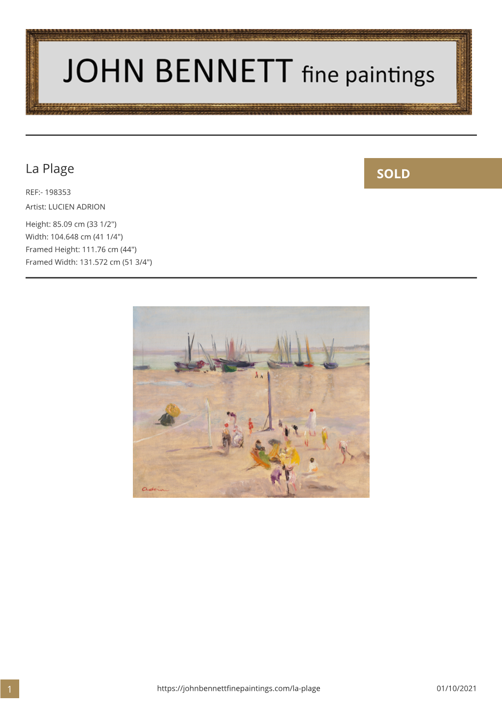 La Plage SOLD REF:- 198353 Artist: LUCIEN ADRION