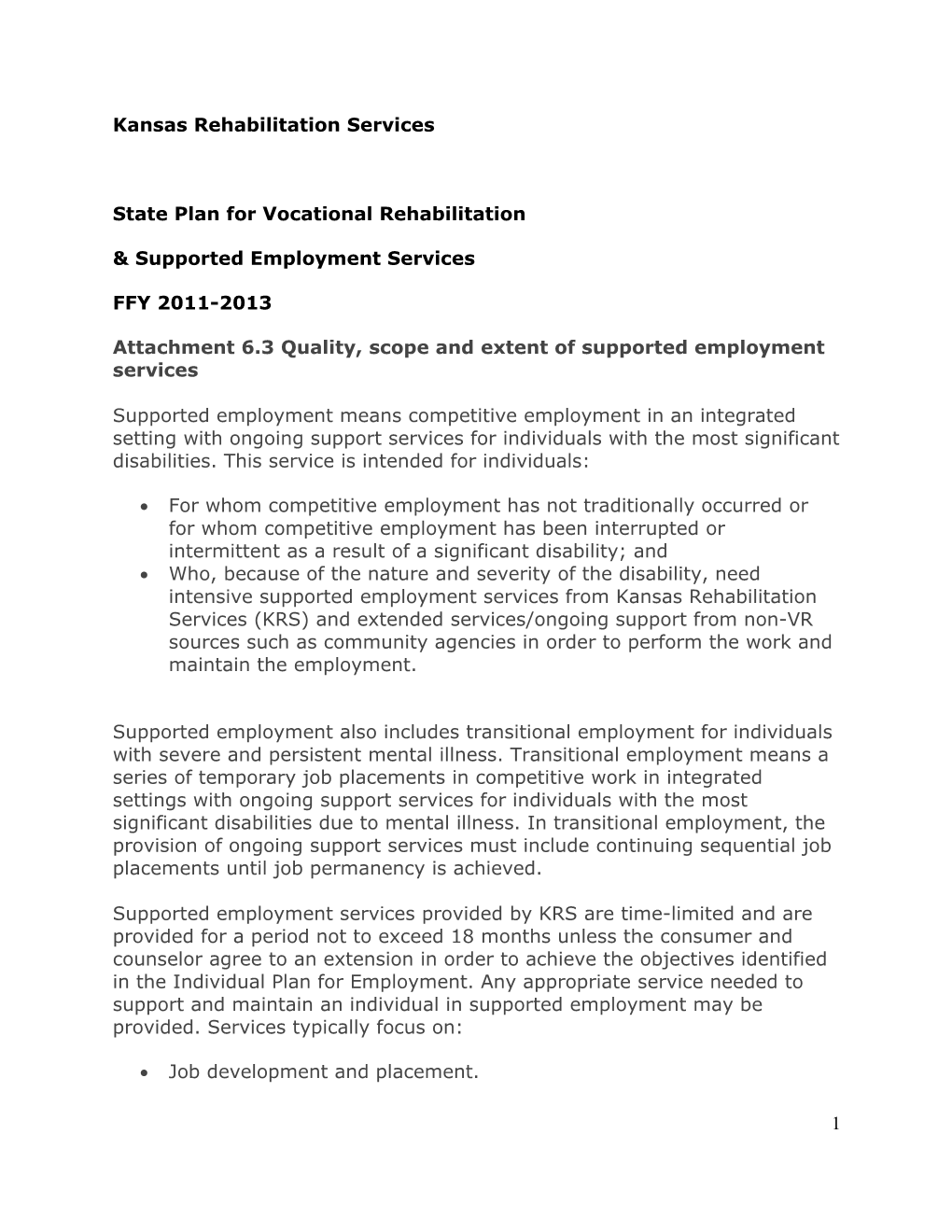 Scope and Extent of Supported Employment Services