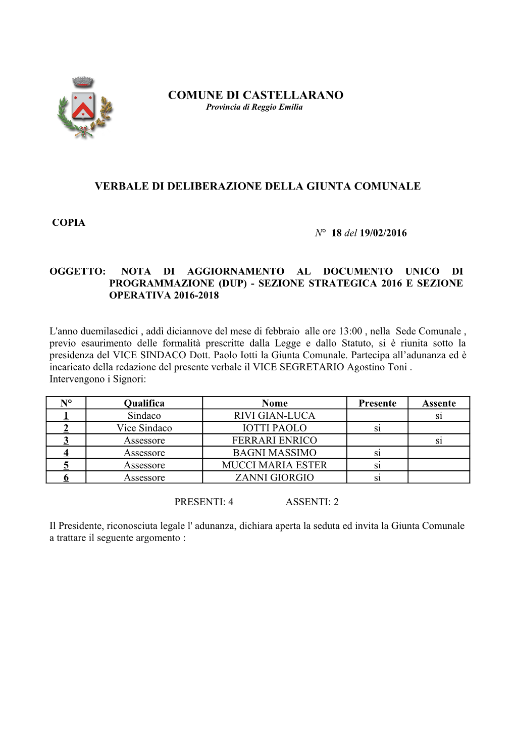 Sezione Operativa 2016-2018