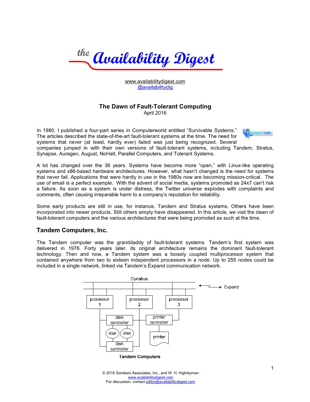 Availability Digest