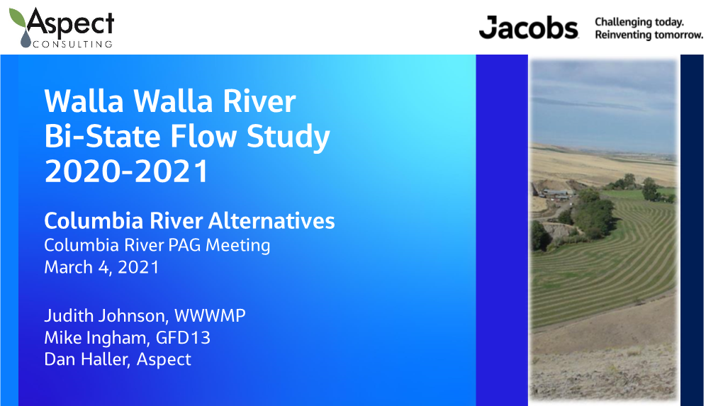 Walla Walla River Bi State Flow Study 2020-2021