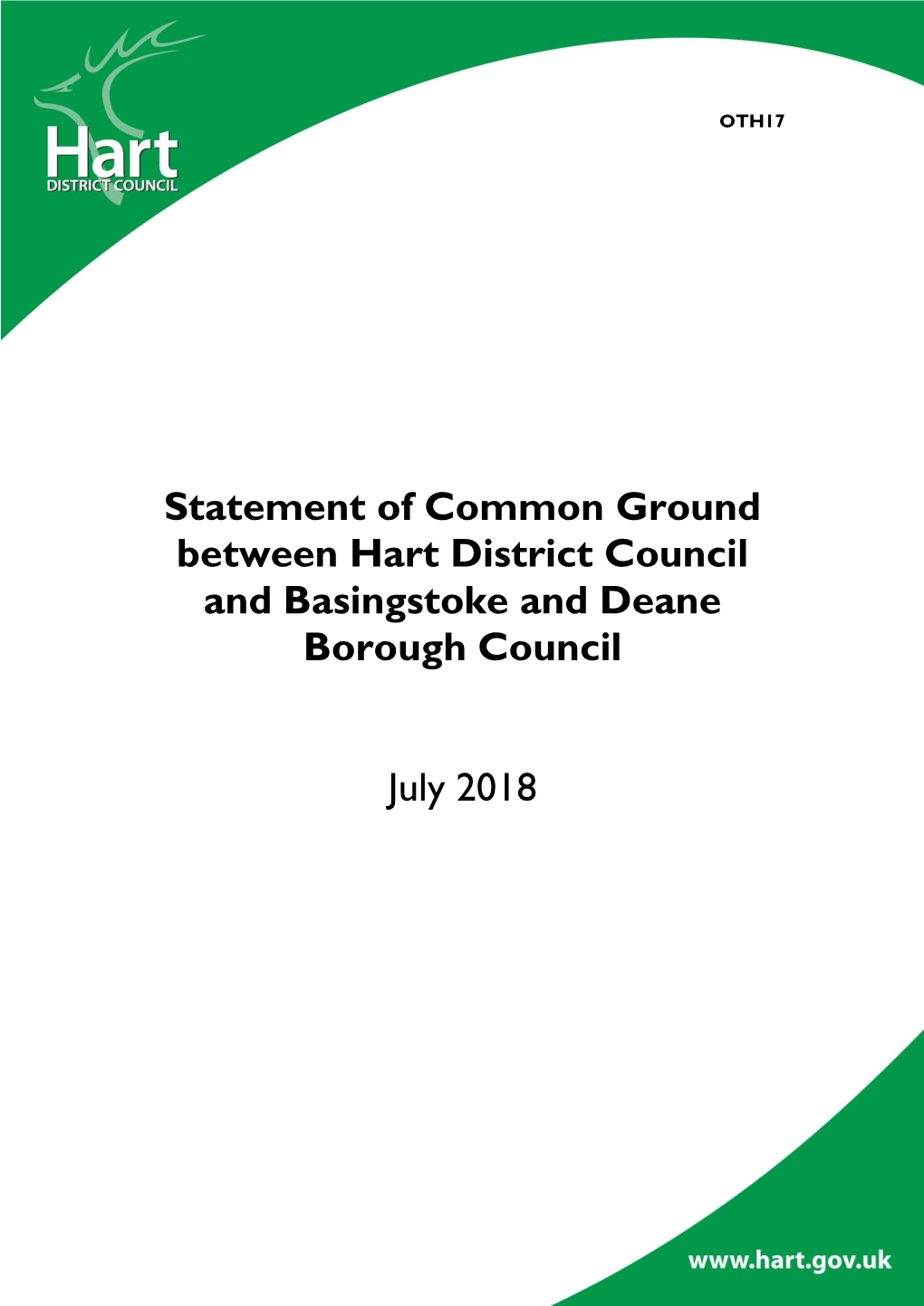 Statement of Common Ground Between Hart District Council and Basingstoke and Deane Borough Council July 2018