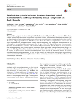 Salt Dissolution Potential Estimated from Two-Dimensional Vertical Thermohaline Flow and Transport Modeling Along a Transylvanian Salt Diapir, Romania