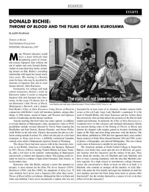 Donald Richie: Throne of Blood and the Films of Akira Kurosawa
