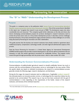 Research to Commercialization Process Generally Includes the Following Stages: Research, Development, and Distribution