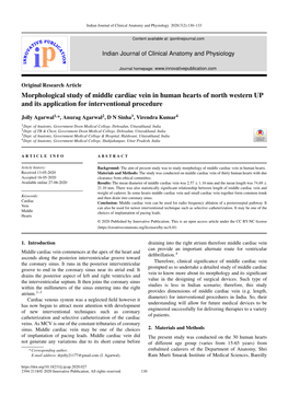 Morphological Study of Middle Cardiac Vein in Human Hearts of North Western up and Its Application for Interventional Procedure