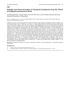 Isolation and Characterization of Chemical Constituents from the Flower of Calliandra Surinamensis Benth