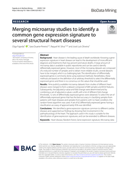 Merging Microarray Studies to Identify a Common Gene Expression Signature to Several Structural Heart Diseases Olga Fajarda1 *, Sara Duarte-Pereira1,2, Raquel M