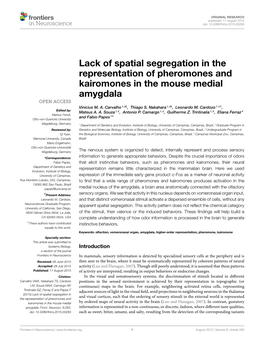 Lack of Spatial Segregation in the Representation of Pheromones and Kairomones in the Mouse Medial Amygdala