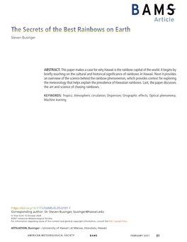 The Secrets of the Best Rainbows on Earth Steven Businger