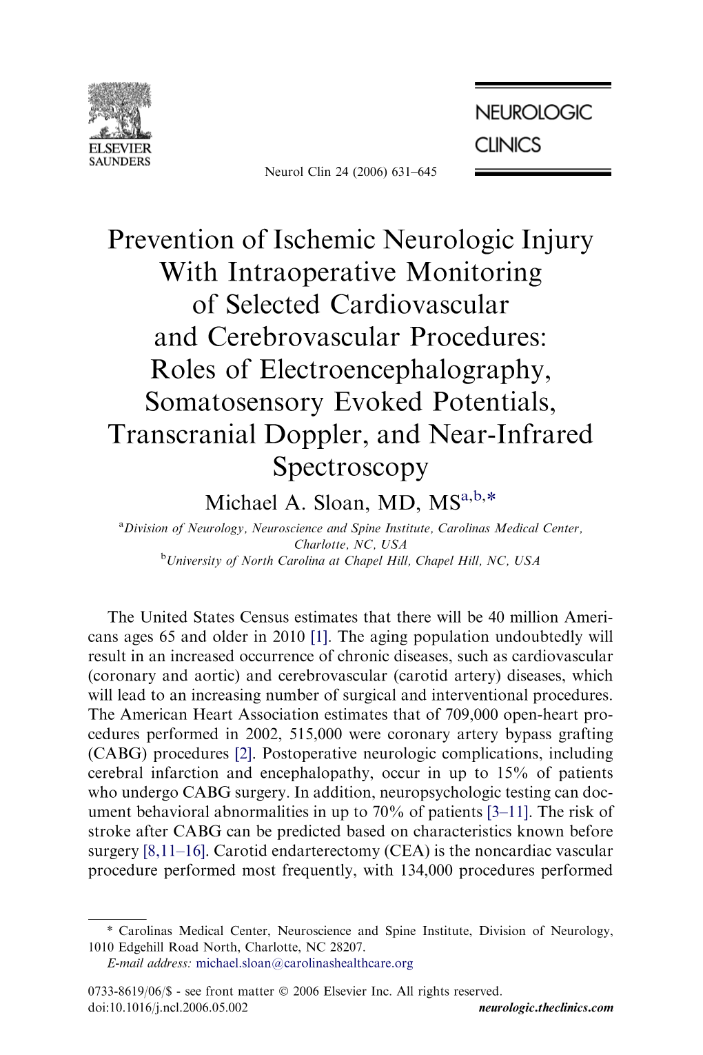 Prevention of Ischemic Neurologic Injury with Intraoperative