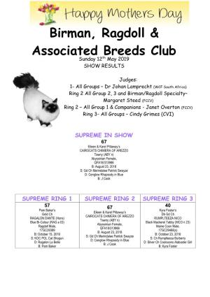 Birman, Ragdoll & Associated Breeds Club Inc